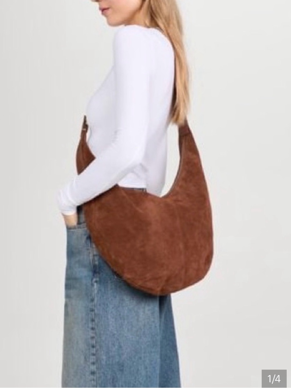 Madewell Brown Suede Crescent Shoulder Bag